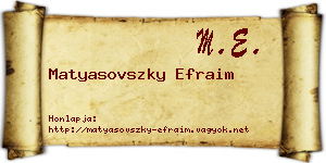 Matyasovszky Efraim névjegykártya